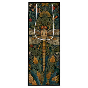 Vintage  dragonfly boho chic botanical  wine gift bag