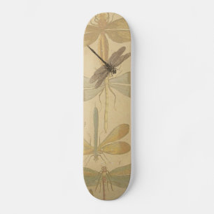 Vintage dragonfly drawing skateboard