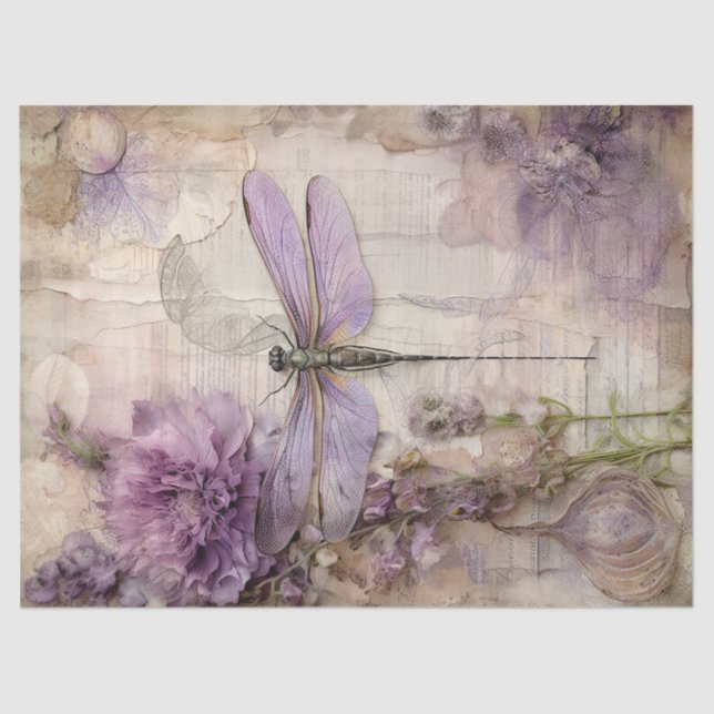 Vintage Dragonfly Ephemera Decoupage Tissue Paper (Front)