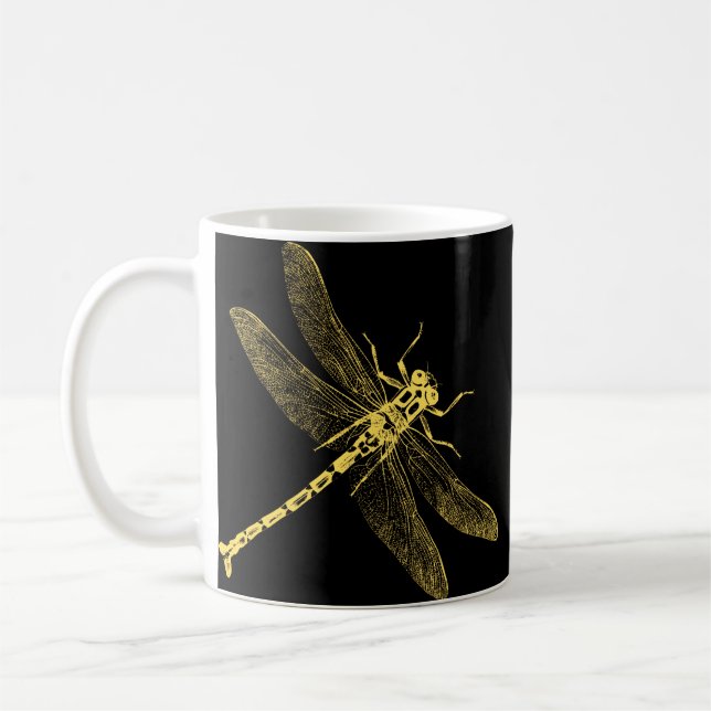 Vintage Dragonfly Illustration II Coffee Mug (Left)