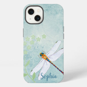 Vintage Dragonfly on Faded Floral Background iPhone 13 Case