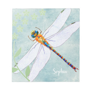 Vintage Dragonfly on Faded Floral Background Notepad