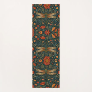 Vintage dragonfly orange floral greenery boho chic yoga mat