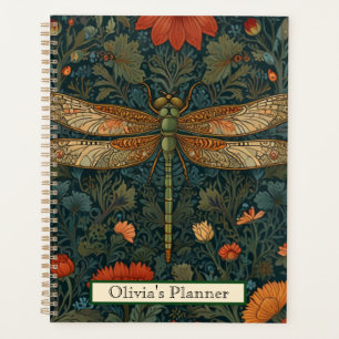 Vintage dragonfly orange floral vert boho chic
