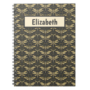 Vintage Dragonfly Pattern Personalized Notebook