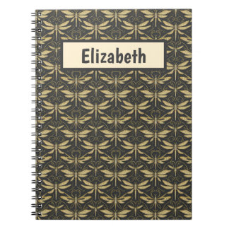 Vintage Dragonfly Pattern Personalized  Notebook