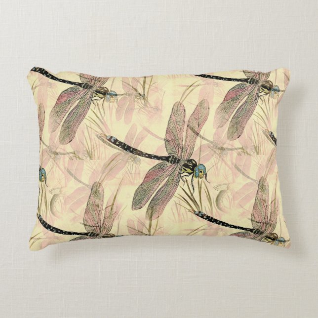 Vintage Dragonfly Print  Accent Pillow (Front)