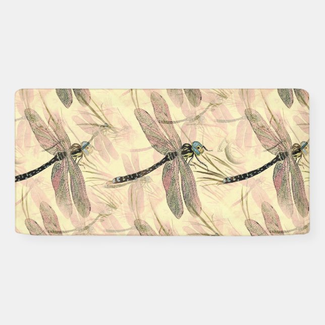 Vintage Dragonfly Print  Banner (Horizontal)