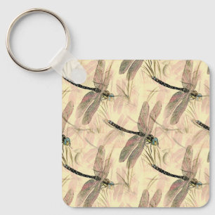 Vintage Dragonfly Print Keychain
