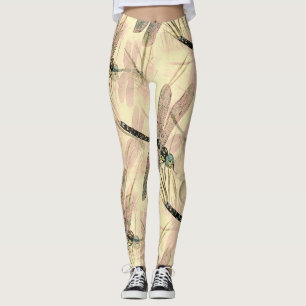 Vintage Dragonfly Print  Leggings