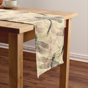 Vintage Dragonfly Print Long Table Runner