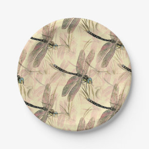 Vintage Dragonfly Print  Paper Plate