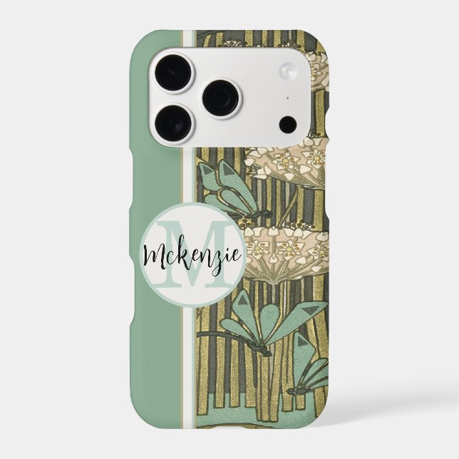 Vintage Dragonfly Reed Monogram iPhone (Back)