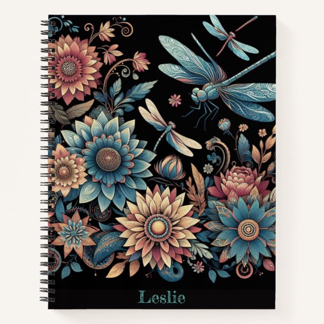 Vintage Dragonfly Spiral Notebook (Front)