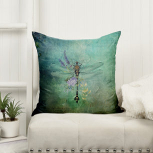 Vintage Dragonfly Throw Pillow
