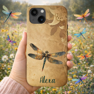 Vintage Dragonfly with Custom Name/Monogram iPhone 13 Case
