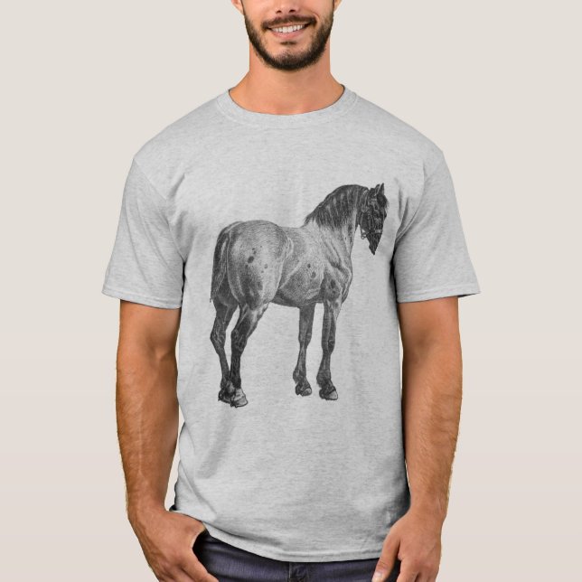 Vintage Draught   Horse Print T-Shirt (Front)