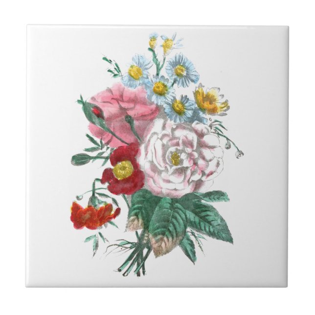 Vintage Drawing: Bengal Roses Tile (Front)