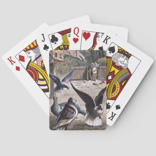 Vintage Drawing: Carrier Pidgeons Playing Cards (Back)