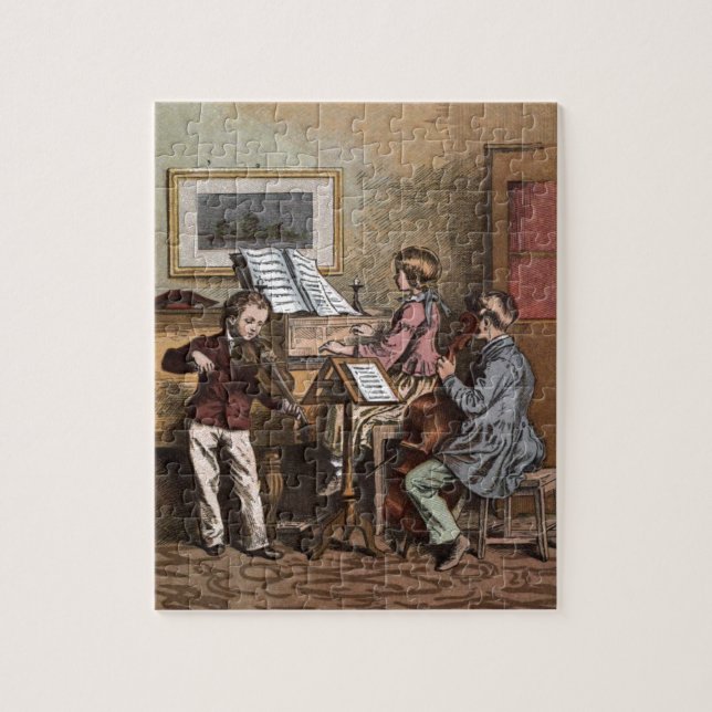 Vintage Drawing: Children in Music Class Jigsaw Puzzle (Vertical)
