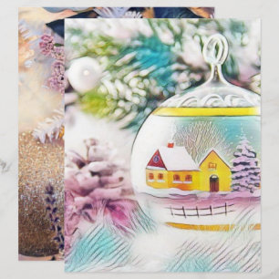 Vintage Drawing Christmas Tree Pink Decorations