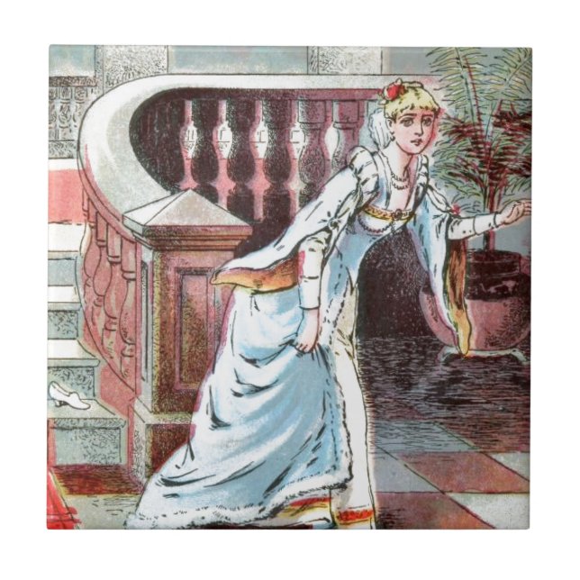 Vintage Drawing: Cinderella and the Glass Slipper Tile (Front)