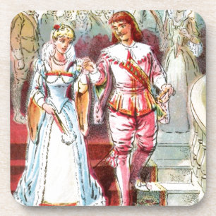 Vintage Drawing: Cinderella and the Prince Coaster