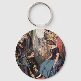 Vintage Drawing: Cinderella and the Prince Keychain