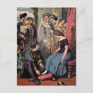 Vintage Drawing: Cinderella and the Prince Postcard