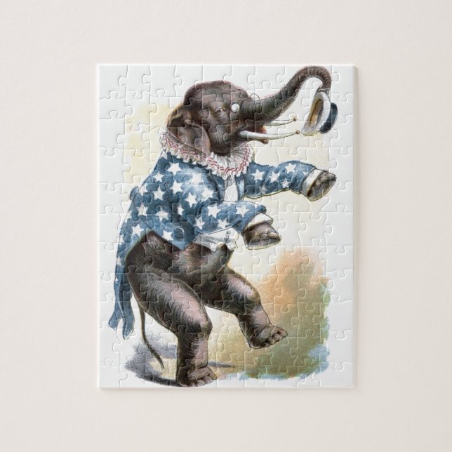 Vintage Drawing: Circus Elephant Jigsaw Puzzle (Vertical)
