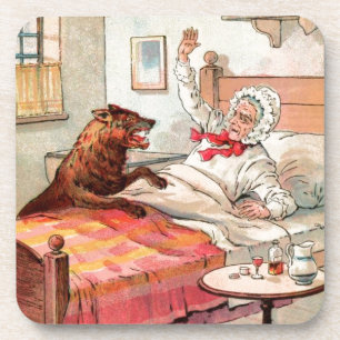 Vintage Drawing: Grandma and the Wolf Coaster