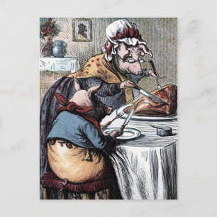 Vintage Drawing: Little Piggy Eating Ham Postcard