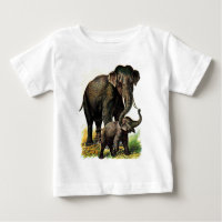 Vintage Drawing: Mother Elephant with Calf