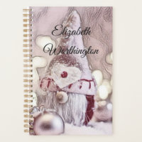 Vintage Drawing of a Pink Gnome on snow