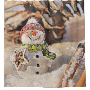 Vintage Drawing of a Snowman in the snow