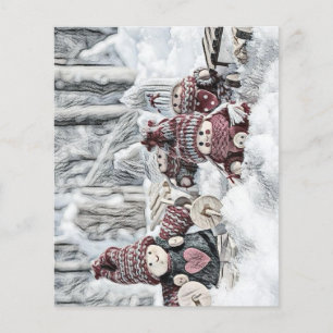 Vintage Drawing of Gnomes in the Snow 