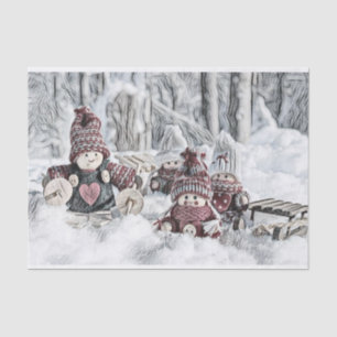 Vintage Drawing of Gnomes in the Snow  Tissue Paper