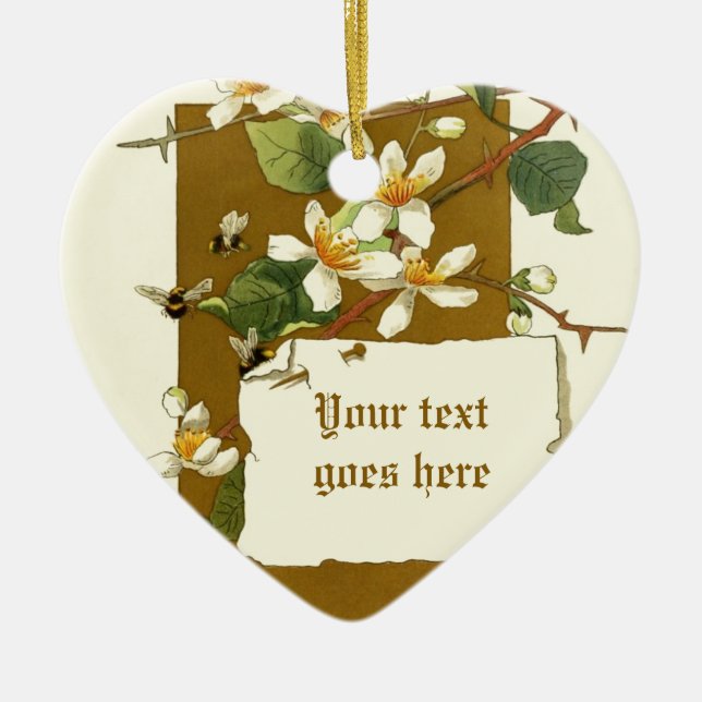 Vintage drawing of white flowers ornament (Front)