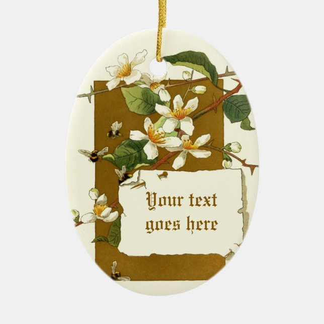 Vintage drawing of white flowers ornament (Front)