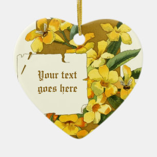 Vintage drawing of yellow jasmine ornament