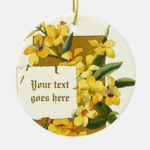 Vintage drawing of yellow jasmine ornament