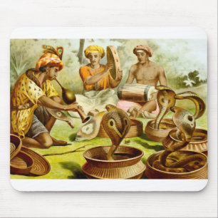Vintage drawing rabbits mouse pad