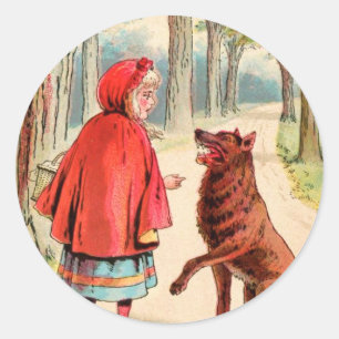 Vintage Drawing: Red Riding Hood and the Wolf Classic Round Sticker