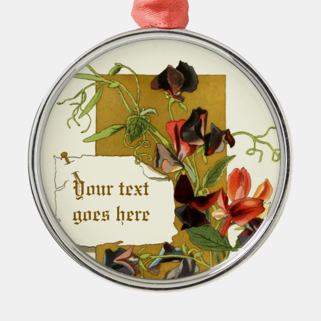 Vintage drawing red sweet pea ornament (Front)