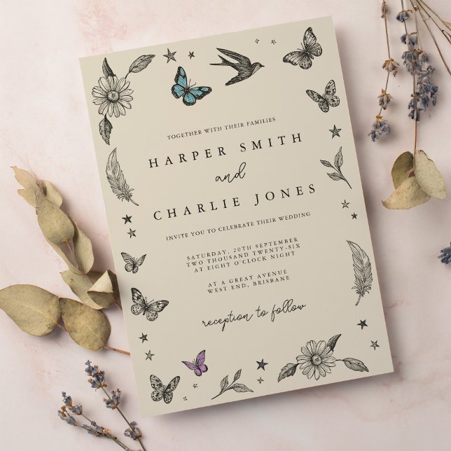Vintage drawing simple wedding invitation (Creator Uploaded)