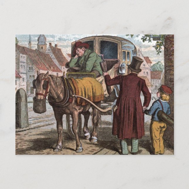 Vintage Drawing: The Old Carriage Postcard (Front)