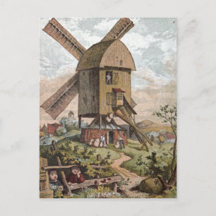 Vintage Drawing: The Old Mill Postcard