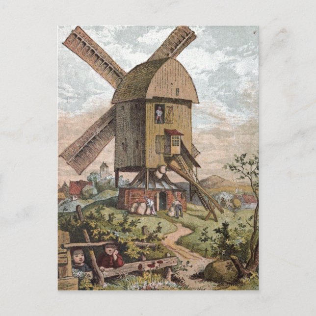 Vintage Drawing: The Old Mill Postcard (Front)