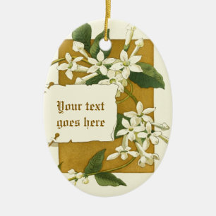 Vintage drawing white jasmine ornament