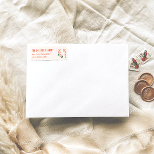 Vintage Drawn Cream Red Christmas Doddle Address
